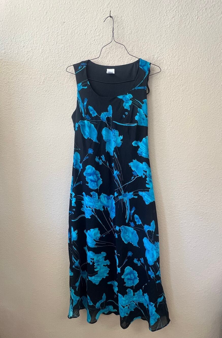 Vintage 90s Premier International blue floral dress size L